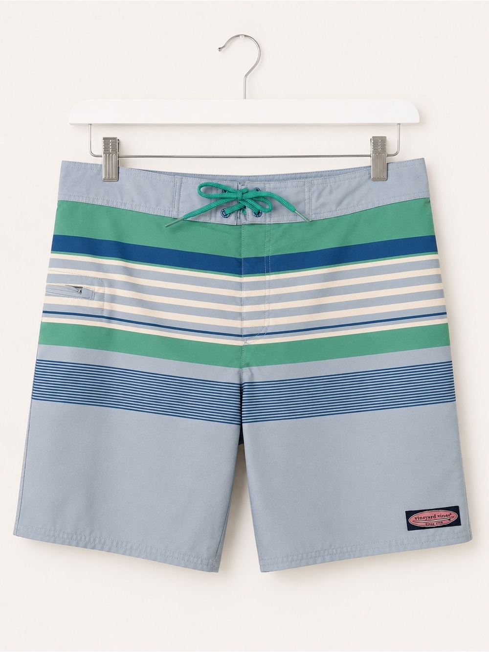 Vineyard Vines Board Shorts Men’s 34 Blue Green Stripe Swim Trunks